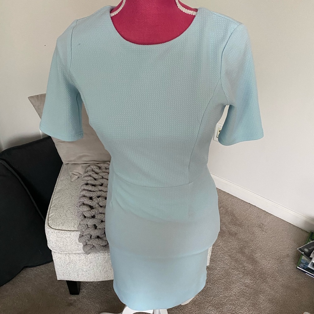 Light Blue Shirt Sleeve Dress with Open Back